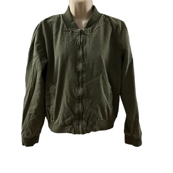 Brandy Melville ~ Olive green Cotton Bomber style zip front jacket ~ OS - Picture 1 of 10